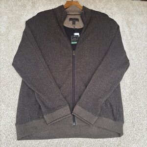Jos A Bank Reserve Men's Large Full Zip Cardigan Sweater Brown NWT